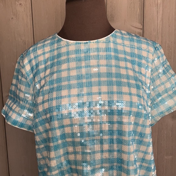 J. Crew Sequin Gingham Blouse - Picture 2 of 4